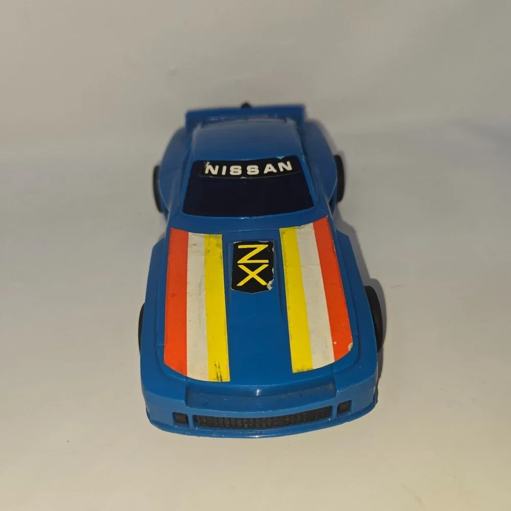 Lanard Toys Pull String Nissan ZX Blue Race Car Pull Cord 1982 Works Vintage